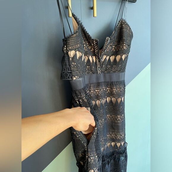 NWT Self Portrait Black Teardrop Guipure Lace Maxi Dress Sz 6 (Runs small!) - Picture 7 of 16